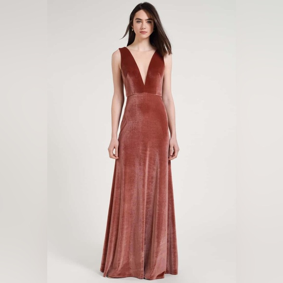 Jenny Yoo Dresses & Skirts - Jenny Yoo Velvet Maxi Gown in English Rose